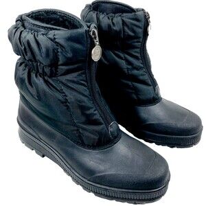 Sorel Vtg Puffer Boots Waterproof Lined 10 Black Nylon Snow Rubber Winter Ski